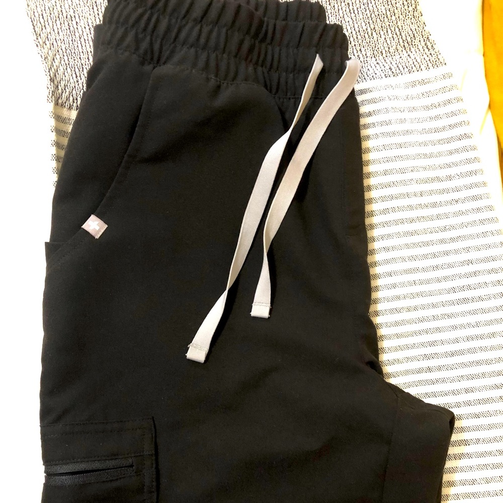Small PETITE High Waisted Figs Joggers in Black